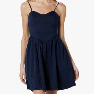 (S)The Drop Pearl Waist Dark Blue Mini Dress